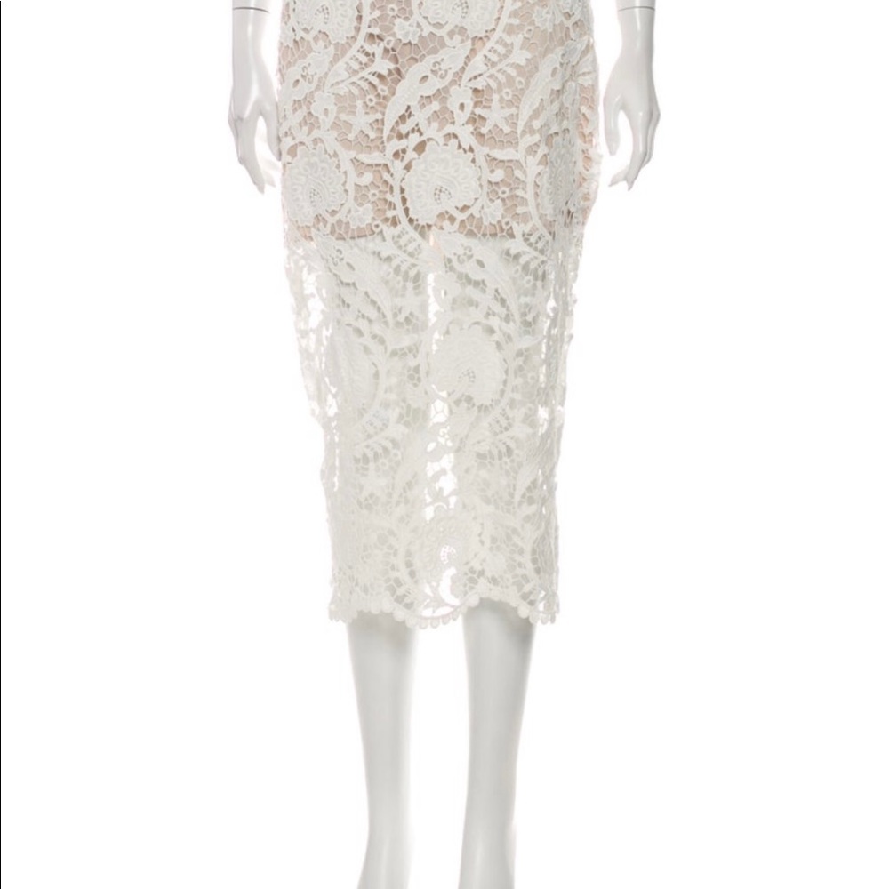 White lace midi skirt